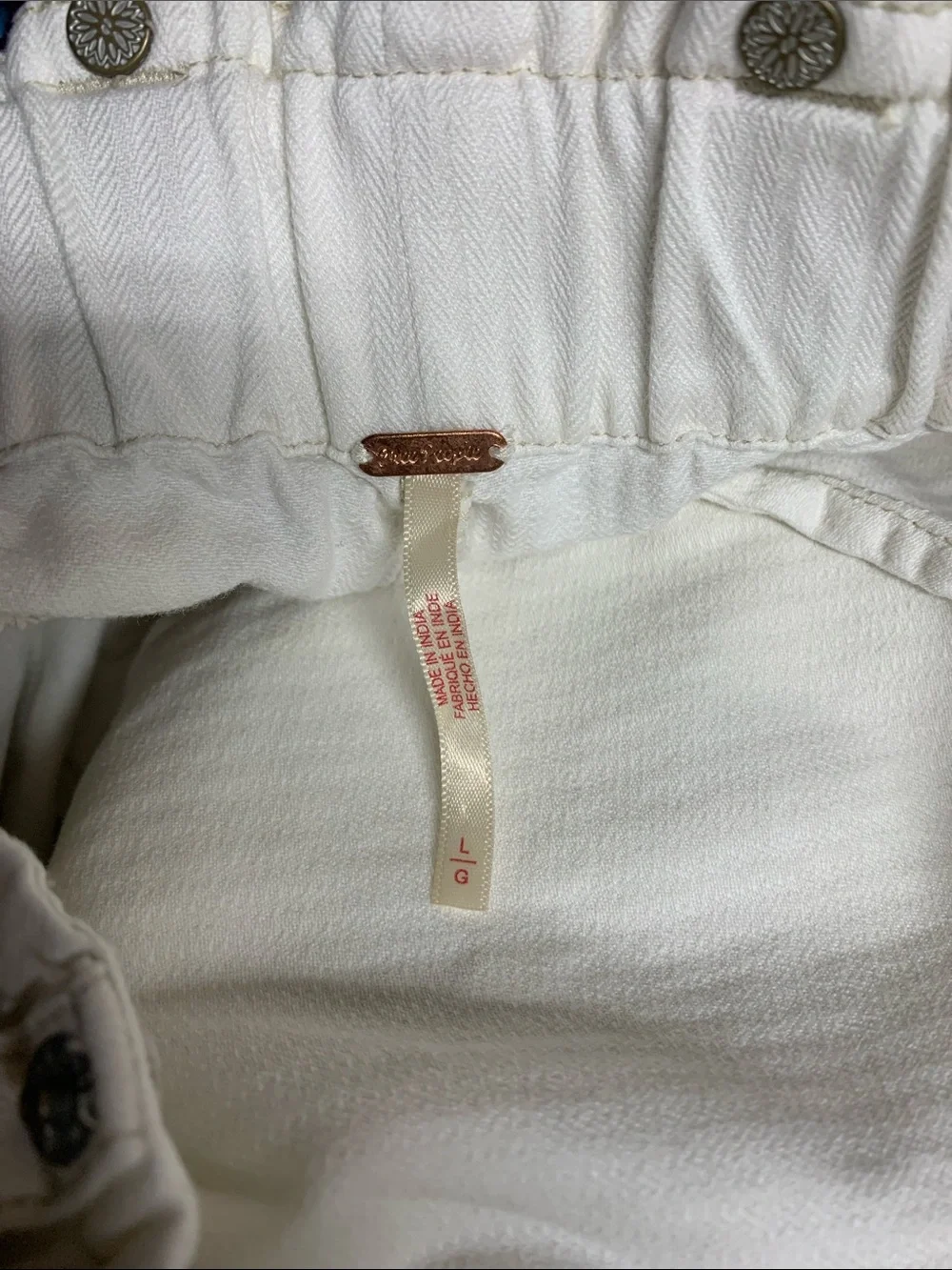 Free People White Cotton Sloane Wide Leg Belted Denim Pants Size L - Picture 3 of 8